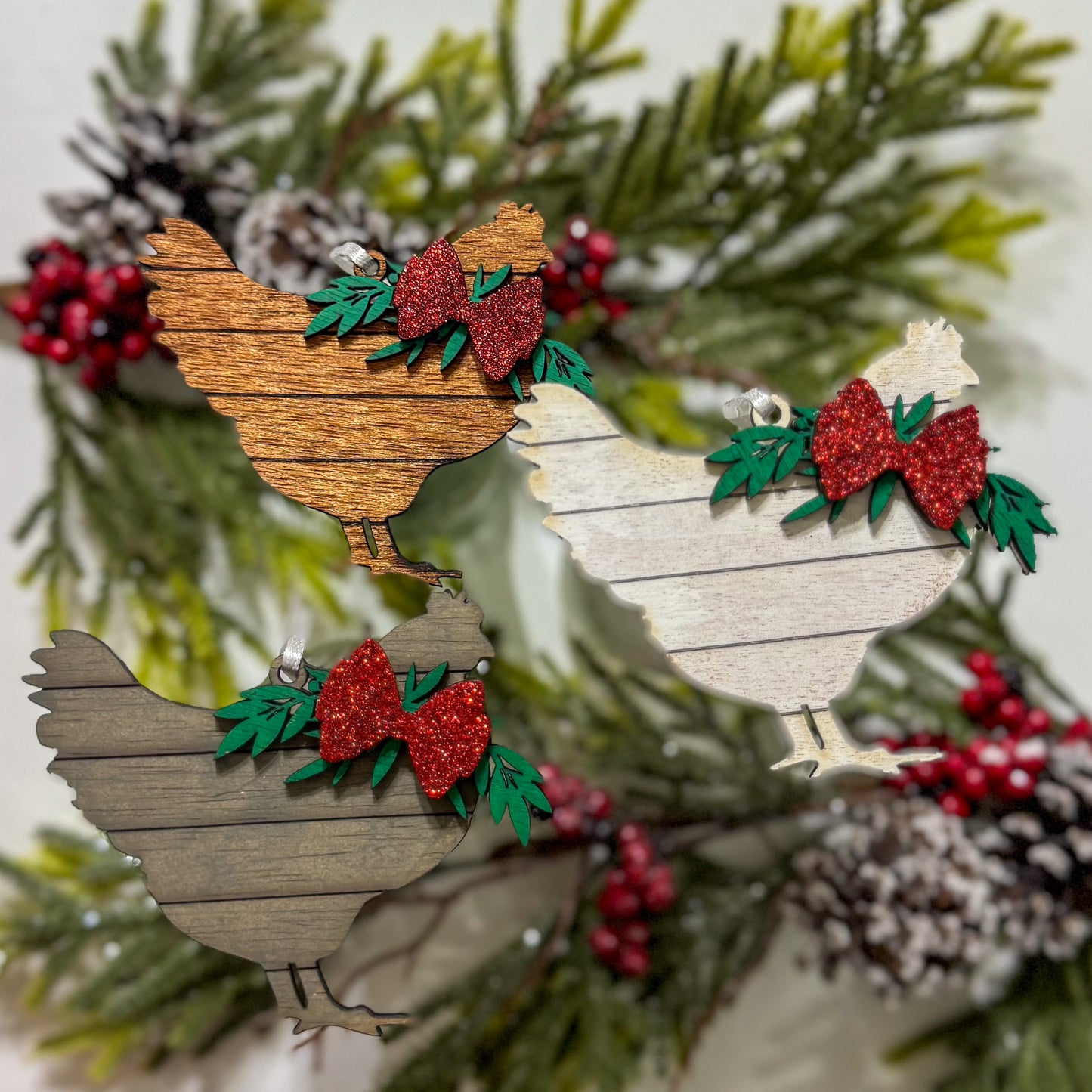 Shiplap Chicken Ornaments