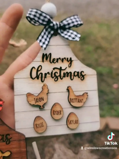 Shiplap Chicken Christmas Ornament