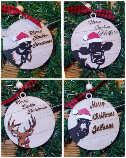 Funny Farm Life Ornaments (Set of 4)