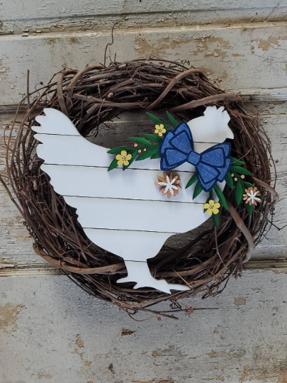 Farmhouse Shiplap Style Chicken Doorhanger